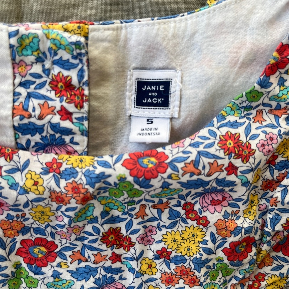 Janie and Jack Kids Bright Floral Print Short Bodysuit- Red, Yellow, Blue